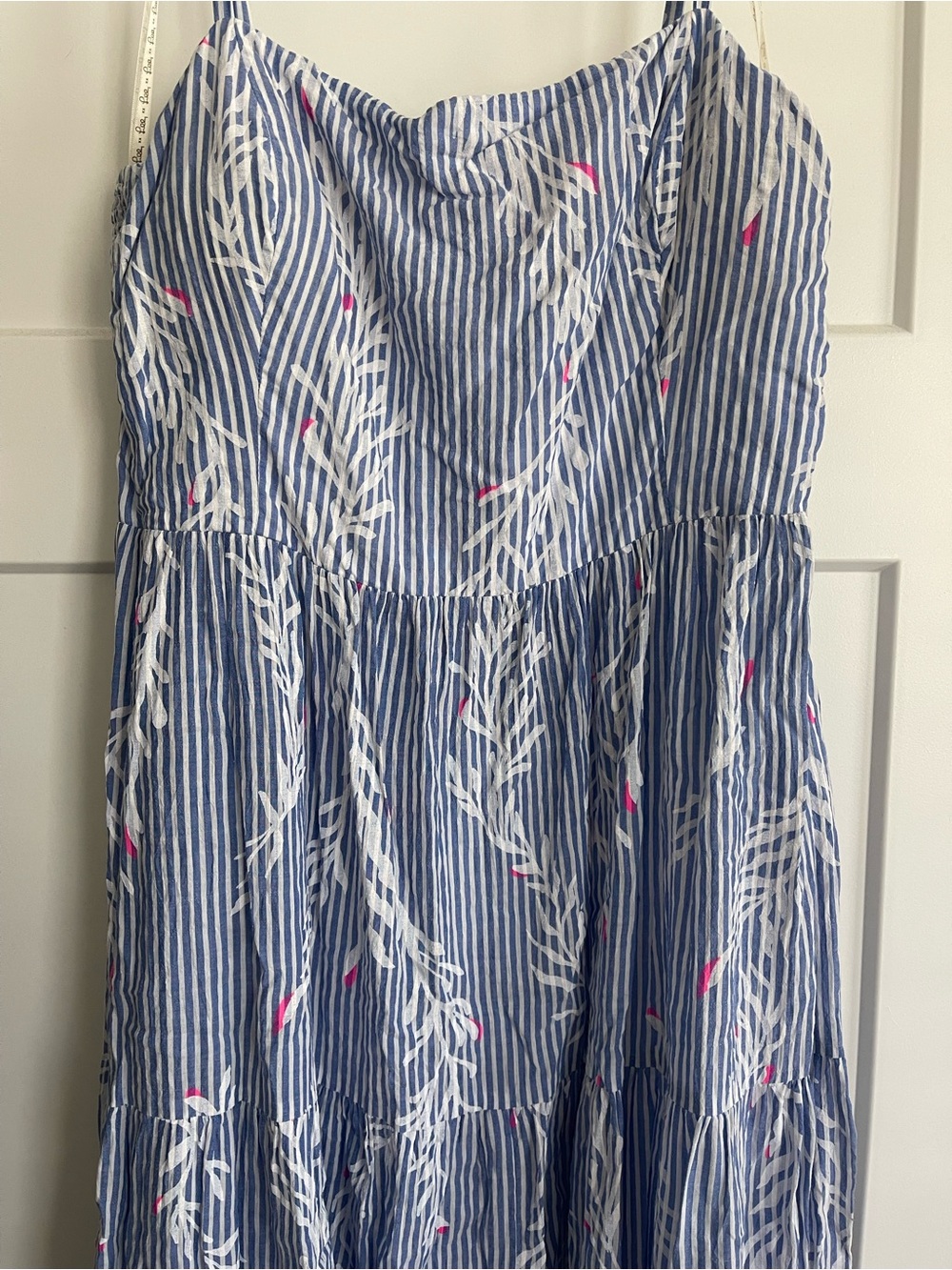 Lilly Pulitzer Light Blue Striped Floral Maxi Dress - Spaghetti Strap - Picture 2 of 6